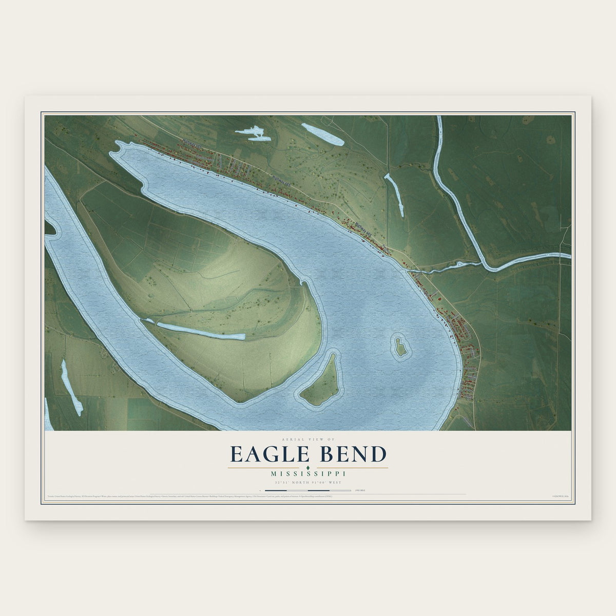 Eagle Bend, Mississippi map print, the full design
