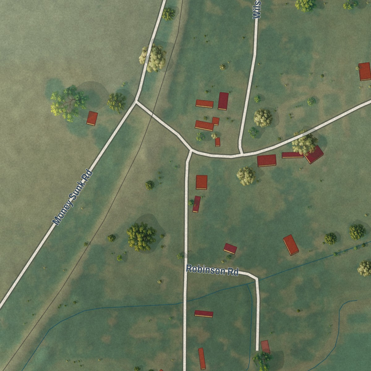 Close-up of the map of Eden, Mississippi print showing street and building detail
