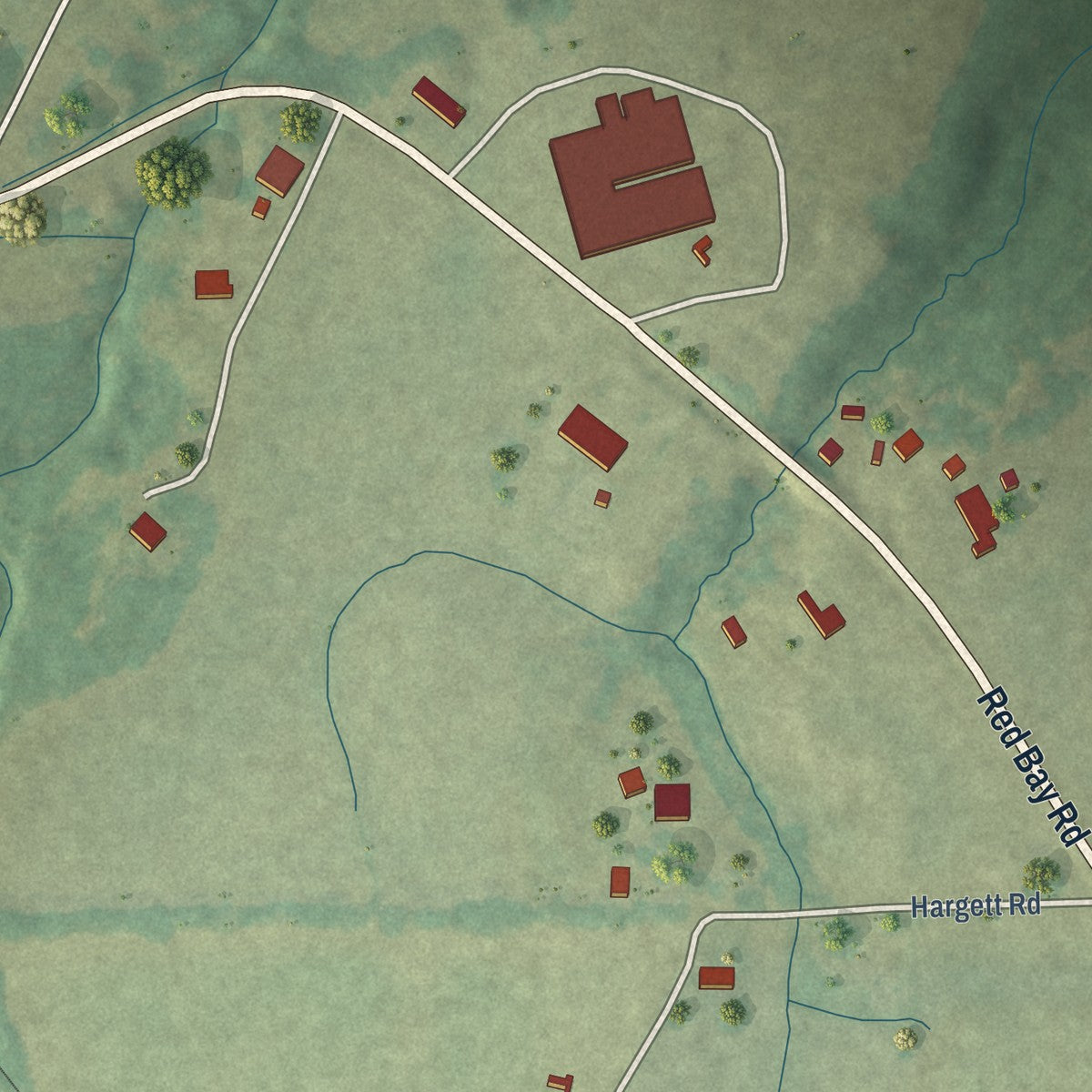 Second close-up of the map of Golden, Mississippi print showing more streets and buildings