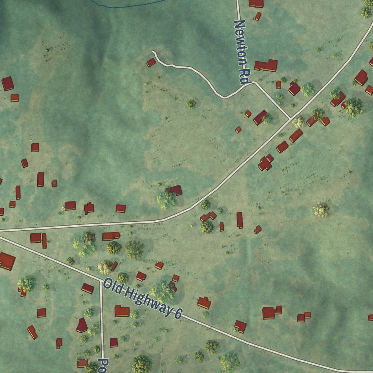 Second close-up of the map of Hatley, Mississippi print showing more streets and buildings