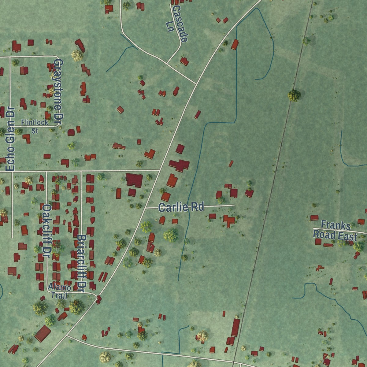 Close-up of the map of Helena, Mississippi print showing street and building detail