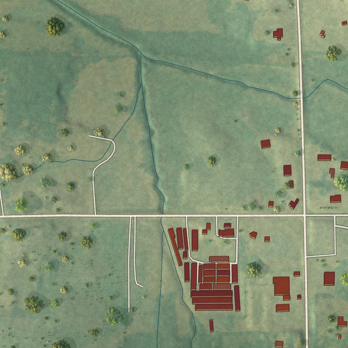 Close-up of the map of Independence, Mississippi print showing street and building detail