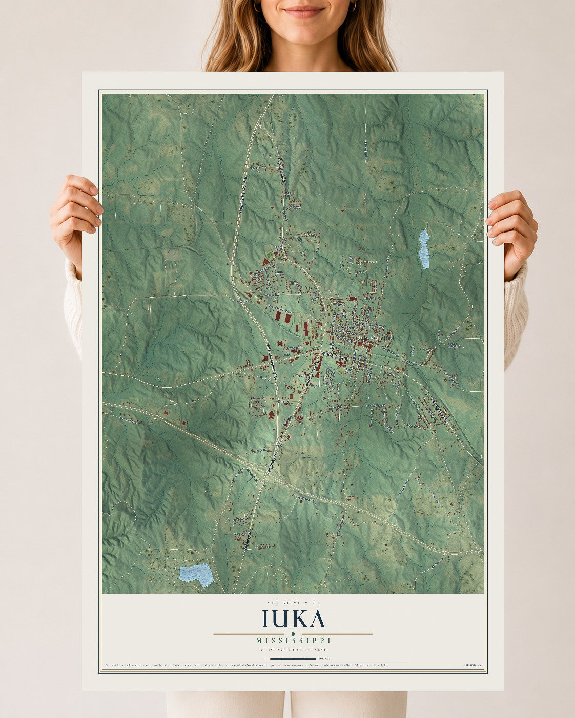 Map of Iuka, Mississippi, 24 x 36 inch unframed archival matte print