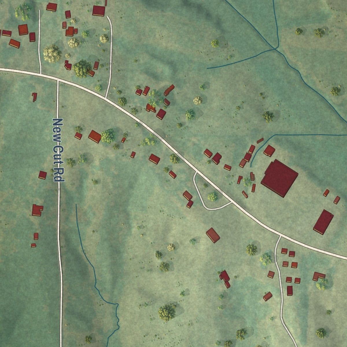 Second close-up of the map of Jumpertown, Mississippi print showing more streets and buildings