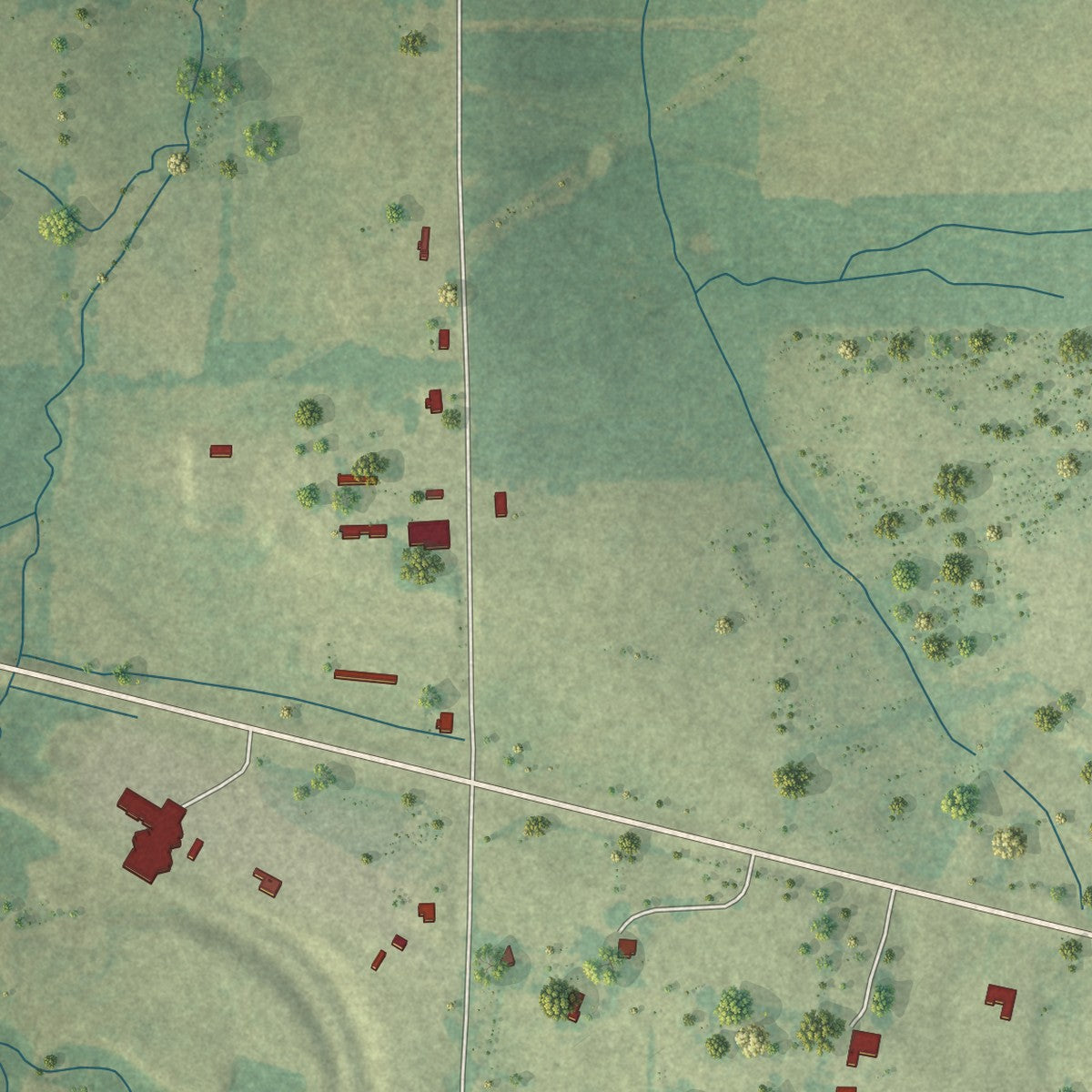 Close-up of the map of Lake, Mississippi print showing street and building detail