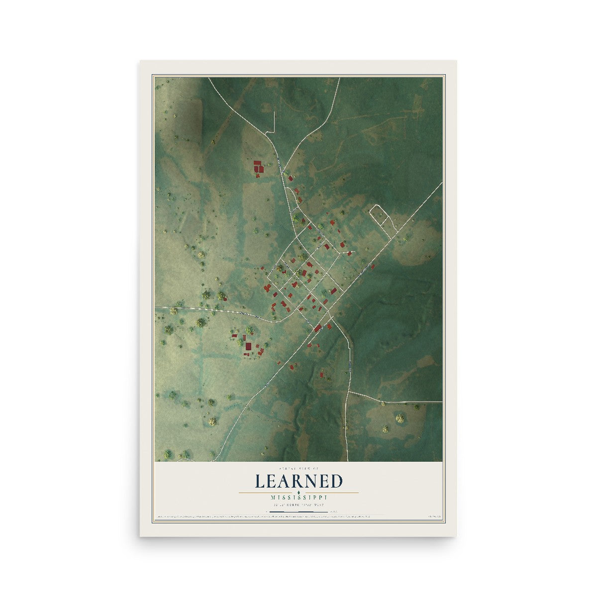 Map of Learned, Mississippi, 12 x 18 inch unframed archival matte print