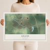 Map of Leland, Mississippi, 12 x 18 inch unframed archival matte print
