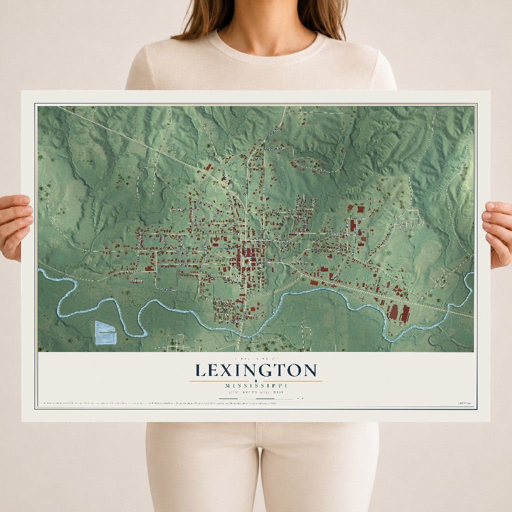 Map of Lexington, Mississippi, 18 x 24 inch unframed archival matte print