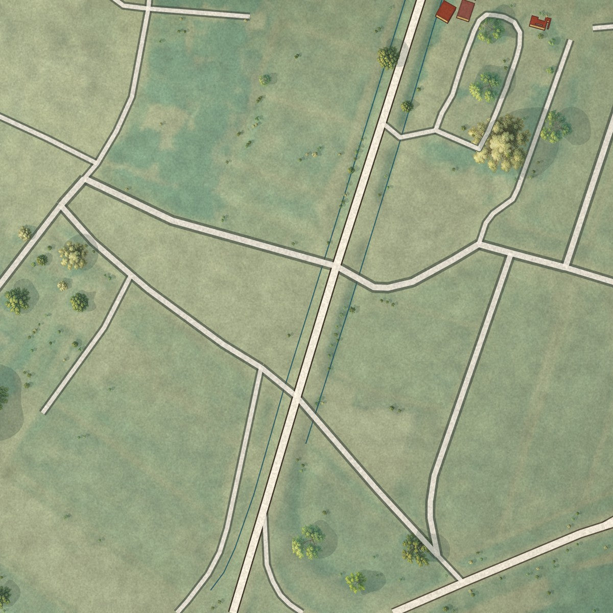 Second close-up of the map of Lyon, Mississippi print showing more streets and buildings