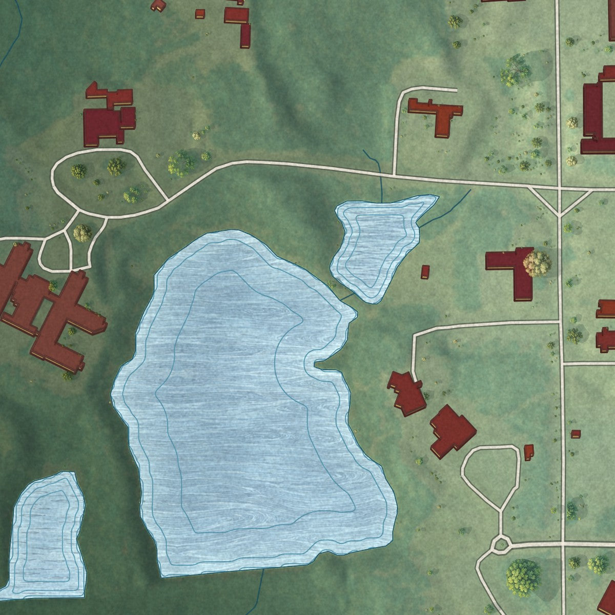 Close-up of the map of Meridian Station, Mississippi print showing street and building detail