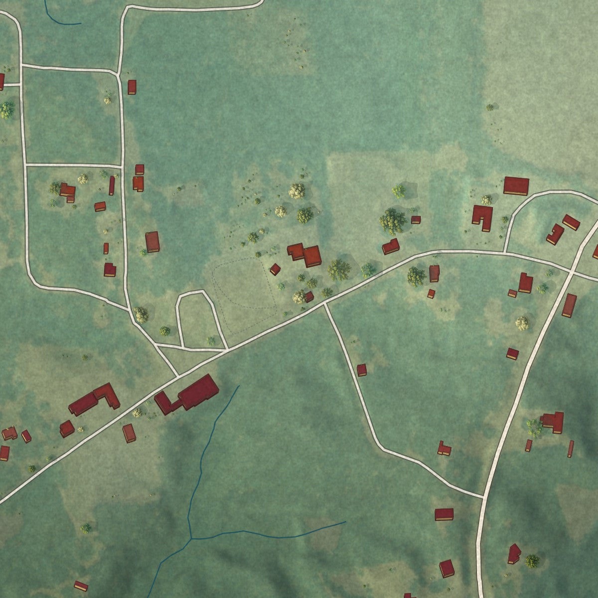 Second close-up of the map of Montrose, Mississippi print showing more streets and buildings