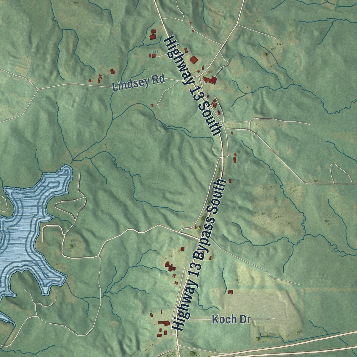 Second close-up of the map of Morton, Mississippi print showing more streets and buildings