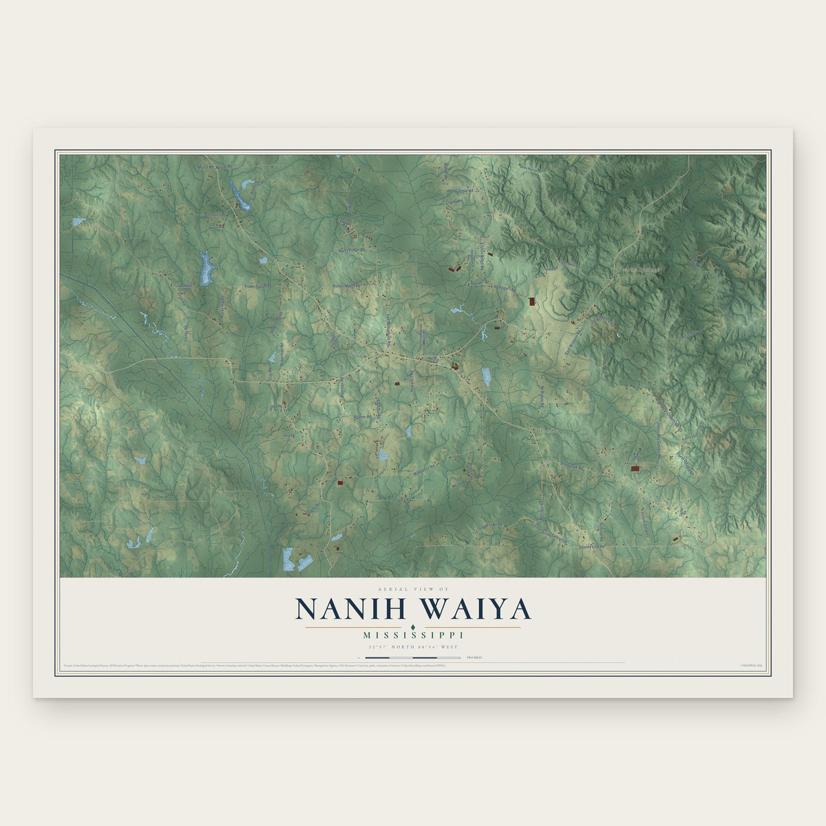 Nanih Waiya, Mississippi map print, the full design