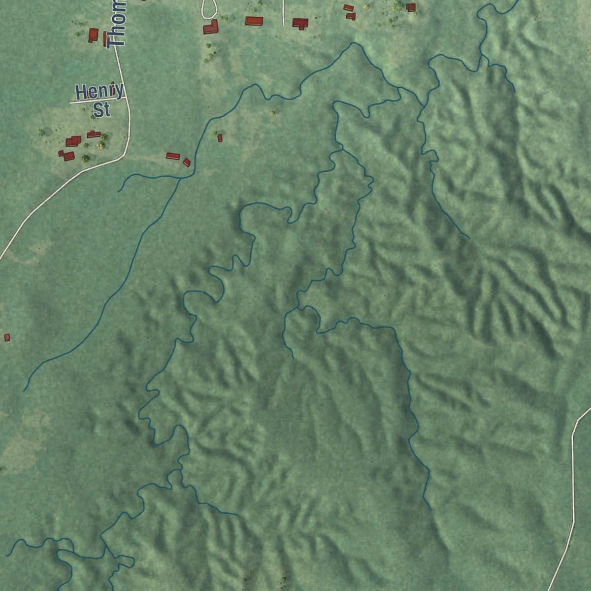 Second close-up of the map of New Augusta, Mississippi print showing more streets and buildings