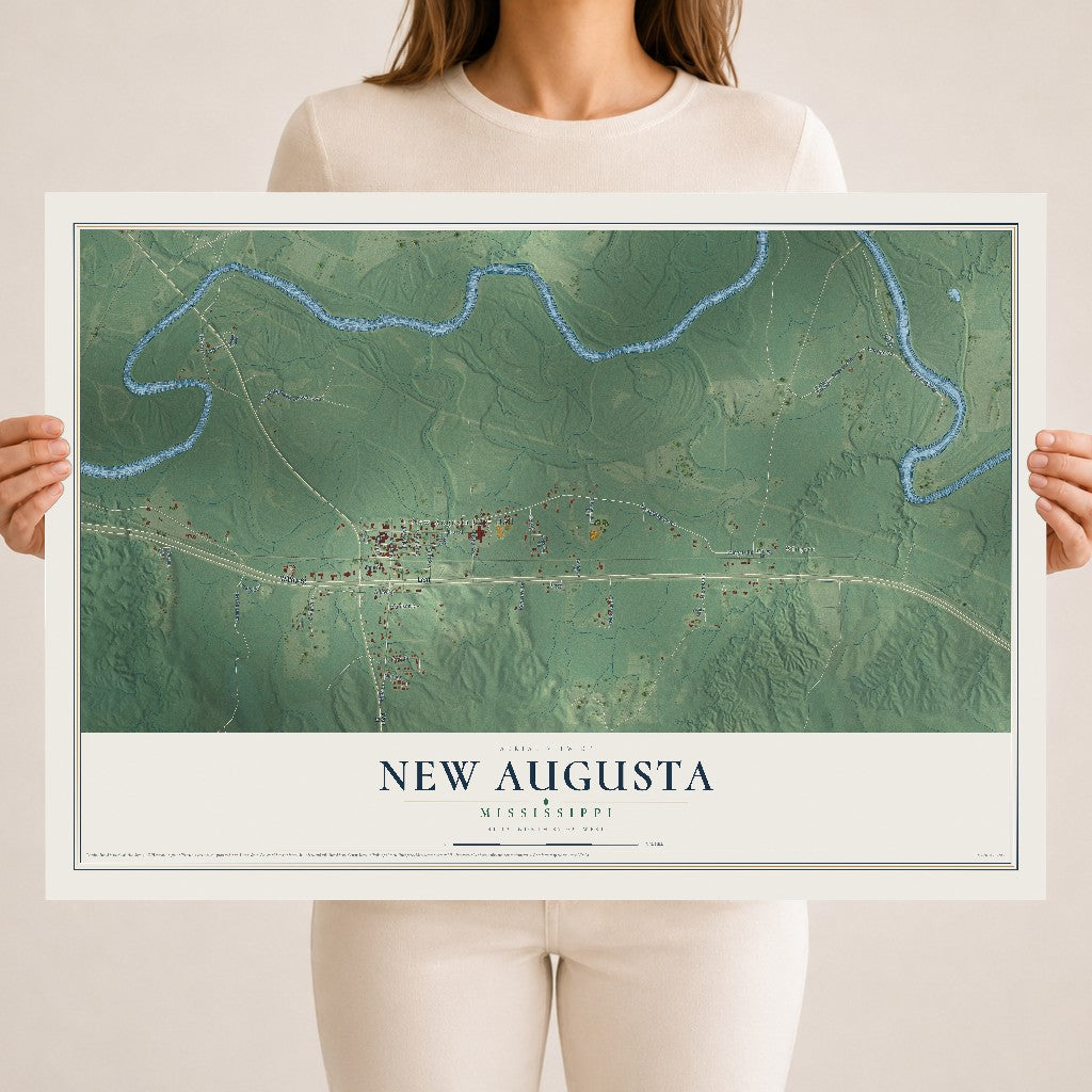 Map of New Augusta, Mississippi, 18 x 24 inch unframed archival matte print