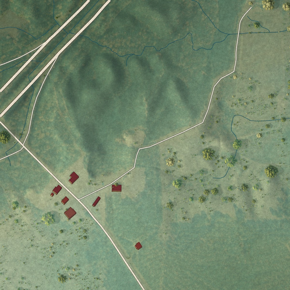 Second close-up of the map of Pachuta, Mississippi print showing more streets and buildings