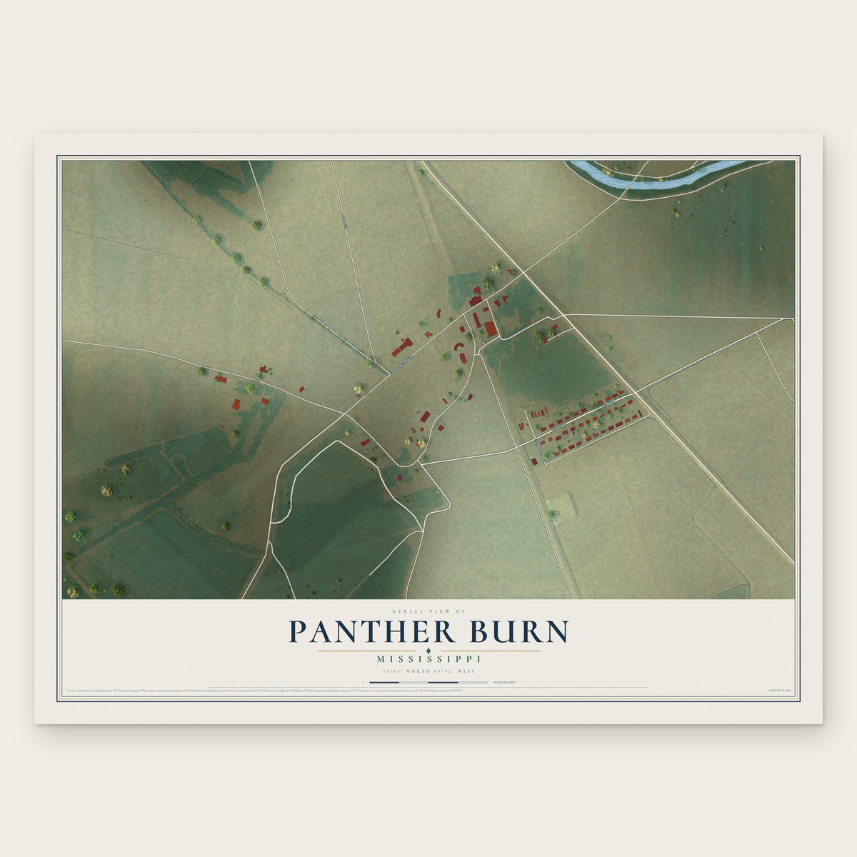 Panther Burn, Mississippi map print, the full design