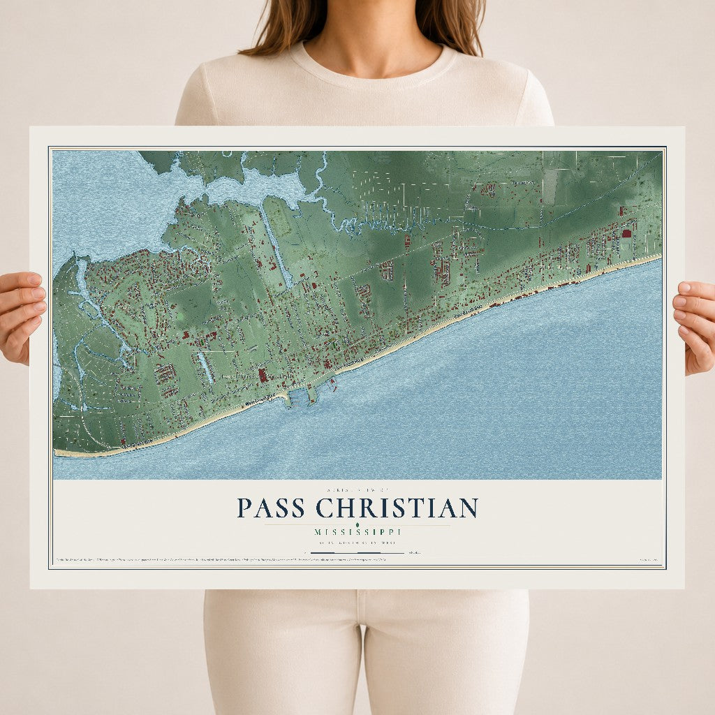 Map of Pass Christian, Mississippi, 18 x 24 inch unframed archival matte print
