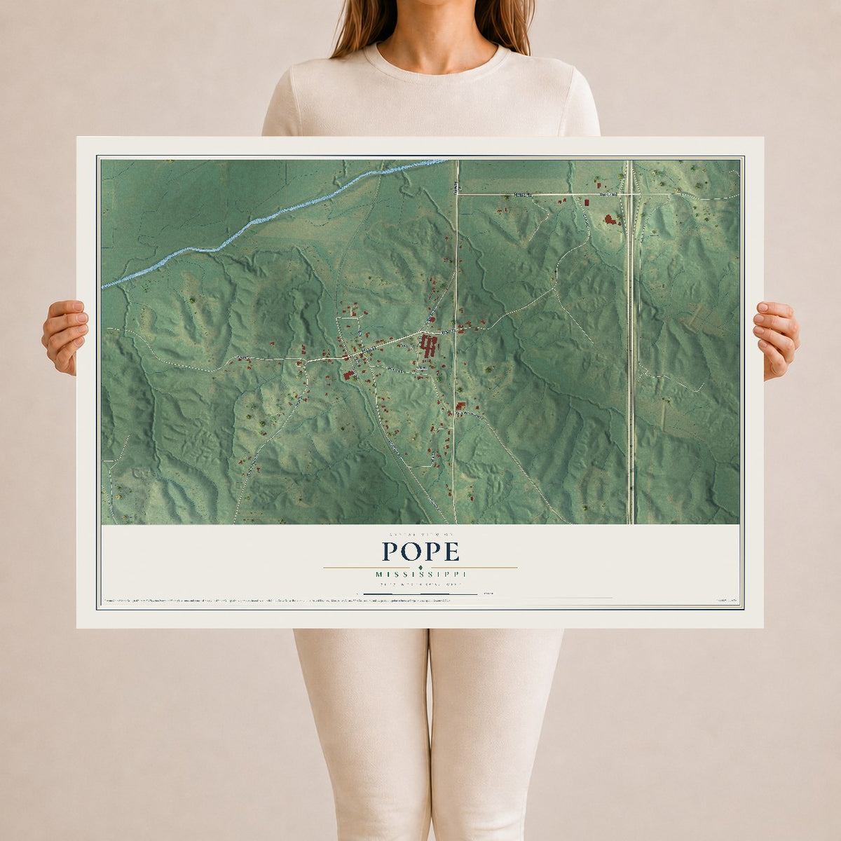 Map of Pope, Mississippi, 24 x 36 inch unframed archival matte print