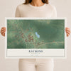 Map of Raymond, Mississippi, 12 x 18 inch unframed archival matte print