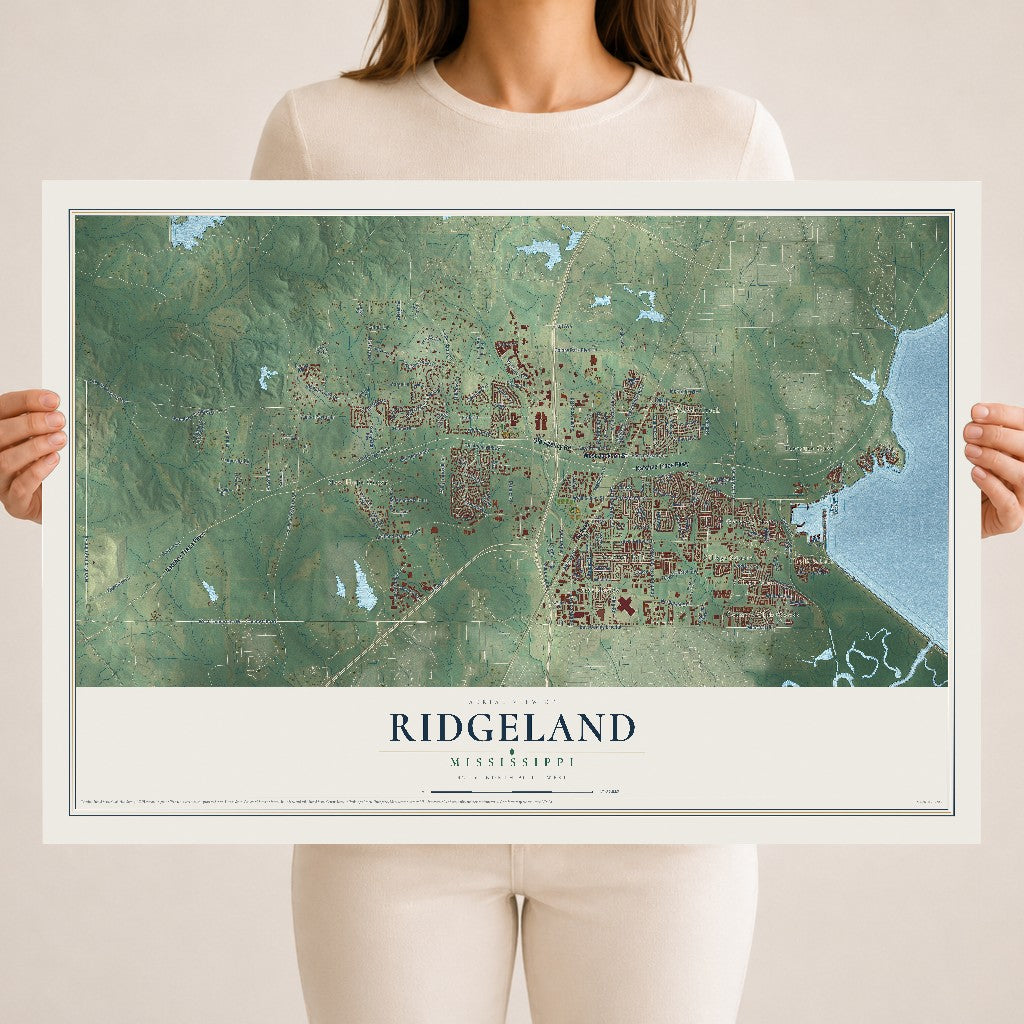 Map of Ridgeland, Mississippi, 18 x 24 inch unframed archival matte print