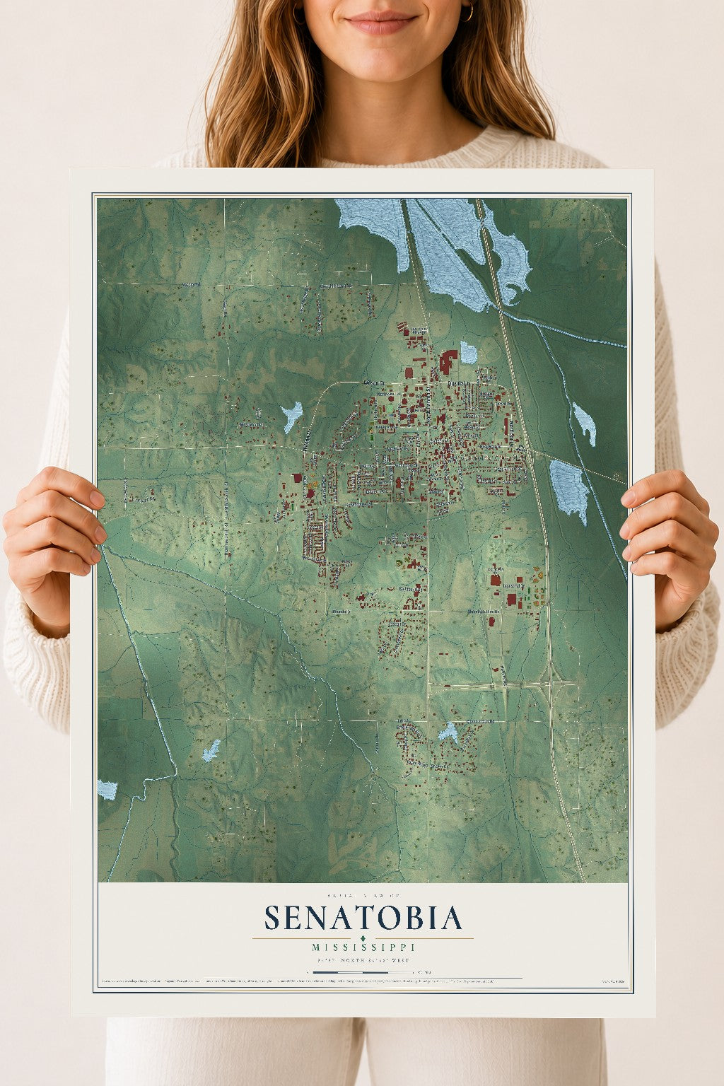 Map of Senatobia, Mississippi, 18 x 24 inch unframed archival matte print