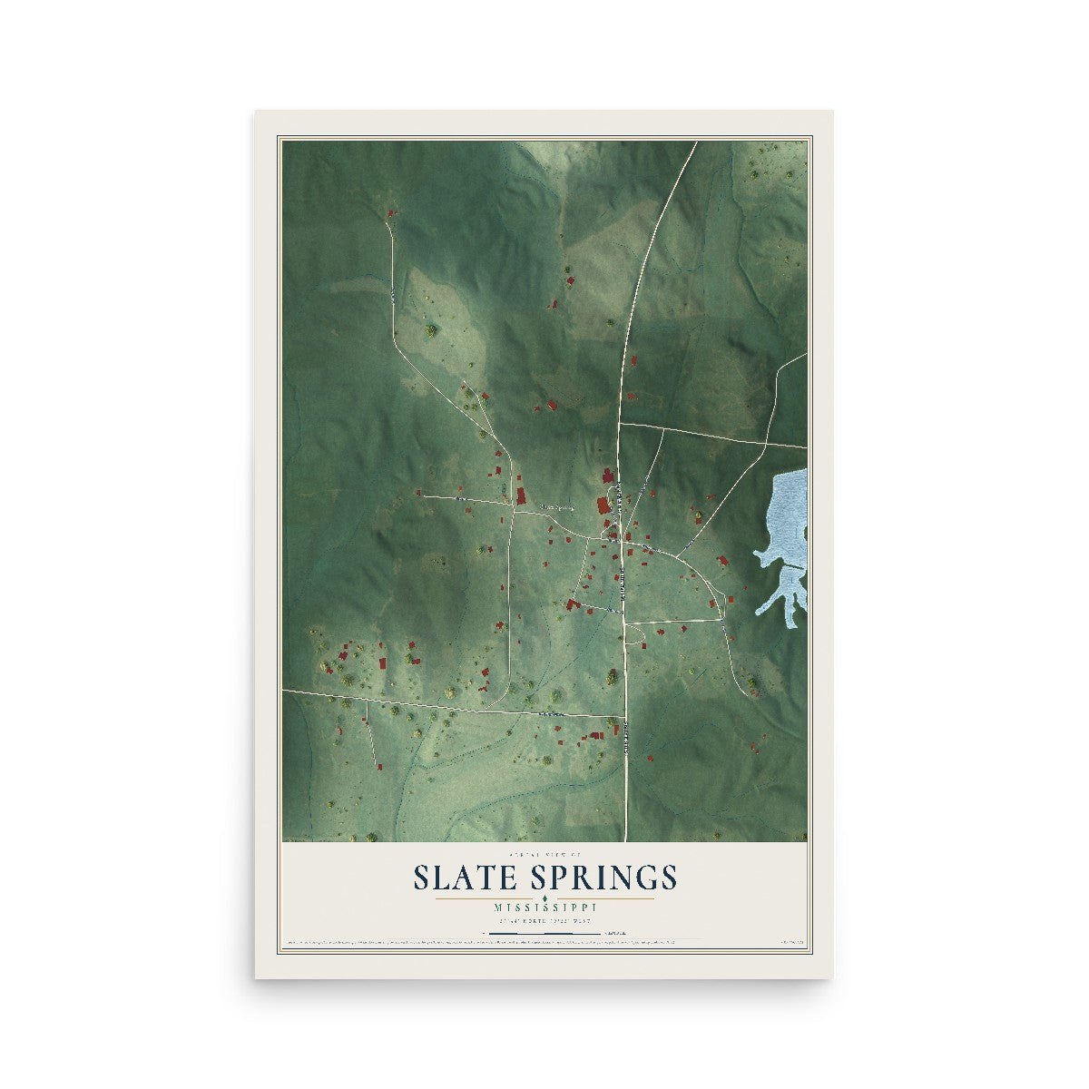 Map of Slate Springs, Mississippi, 12 x 18 inch unframed archival matte print