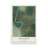 Map of Sunflower, Mississippi, 12 x 18 inch unframed archival matte print