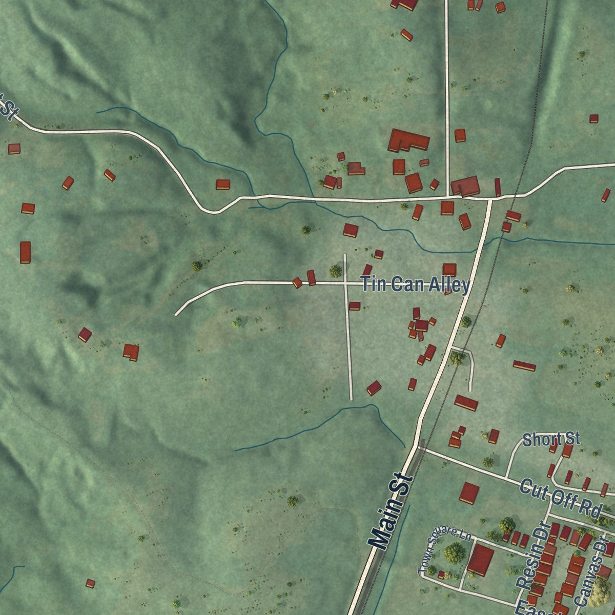 Close-up of the map of Taylor, Mississippi print showing street and building detail
