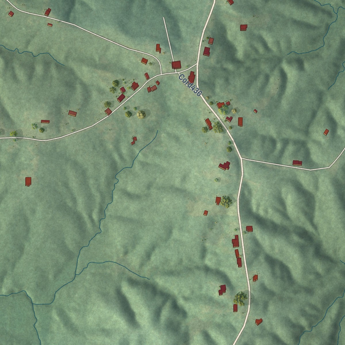 Close-up of the map of Tula, Mississippi print showing street and building detail