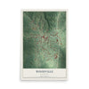 Map of Woodville, Mississippi, 12 x 18 inch unframed archival matte print
