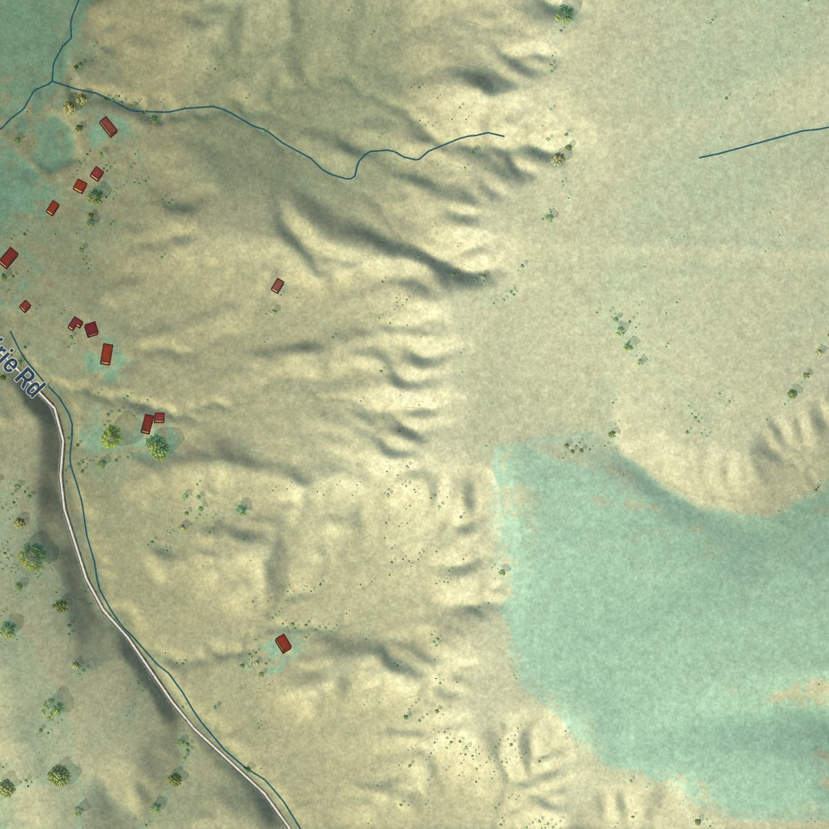 Close-up of the map of Amsterdam, Montana print showing street and building detail