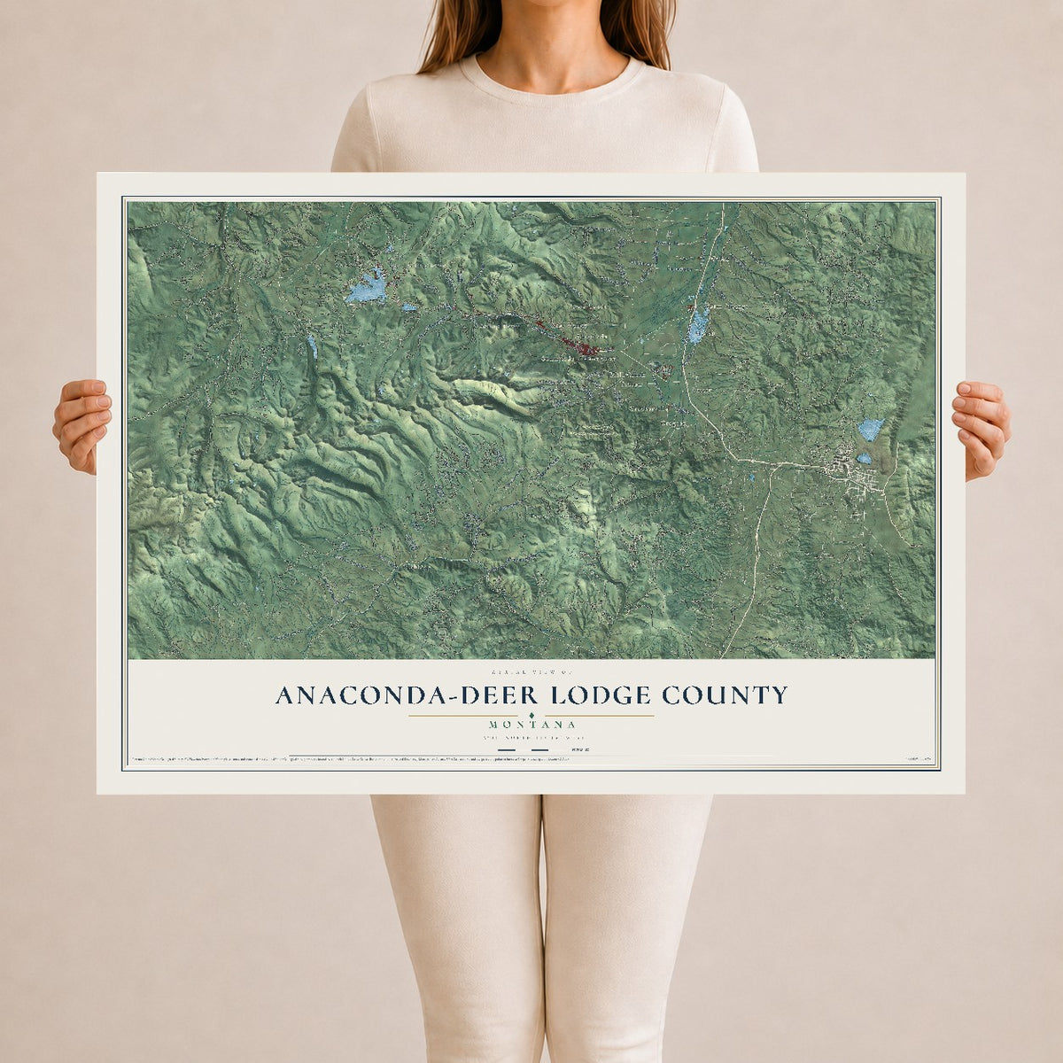 Map of Anaconda-Deer Lodge County, Montana, 24 x 36 inch unframed archival matte print