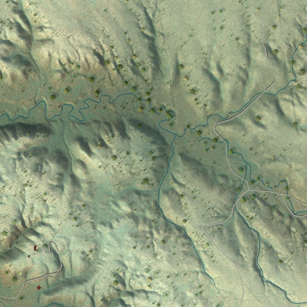 Close-up of the map of Ashland, Montana print showing street and building detail