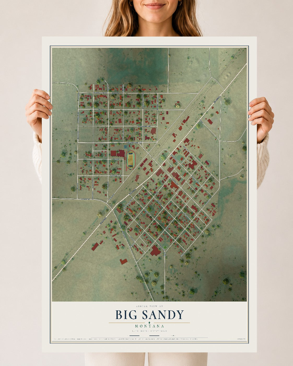Map of Big Sandy, Montana, 24 x 36 inch unframed archival matte print