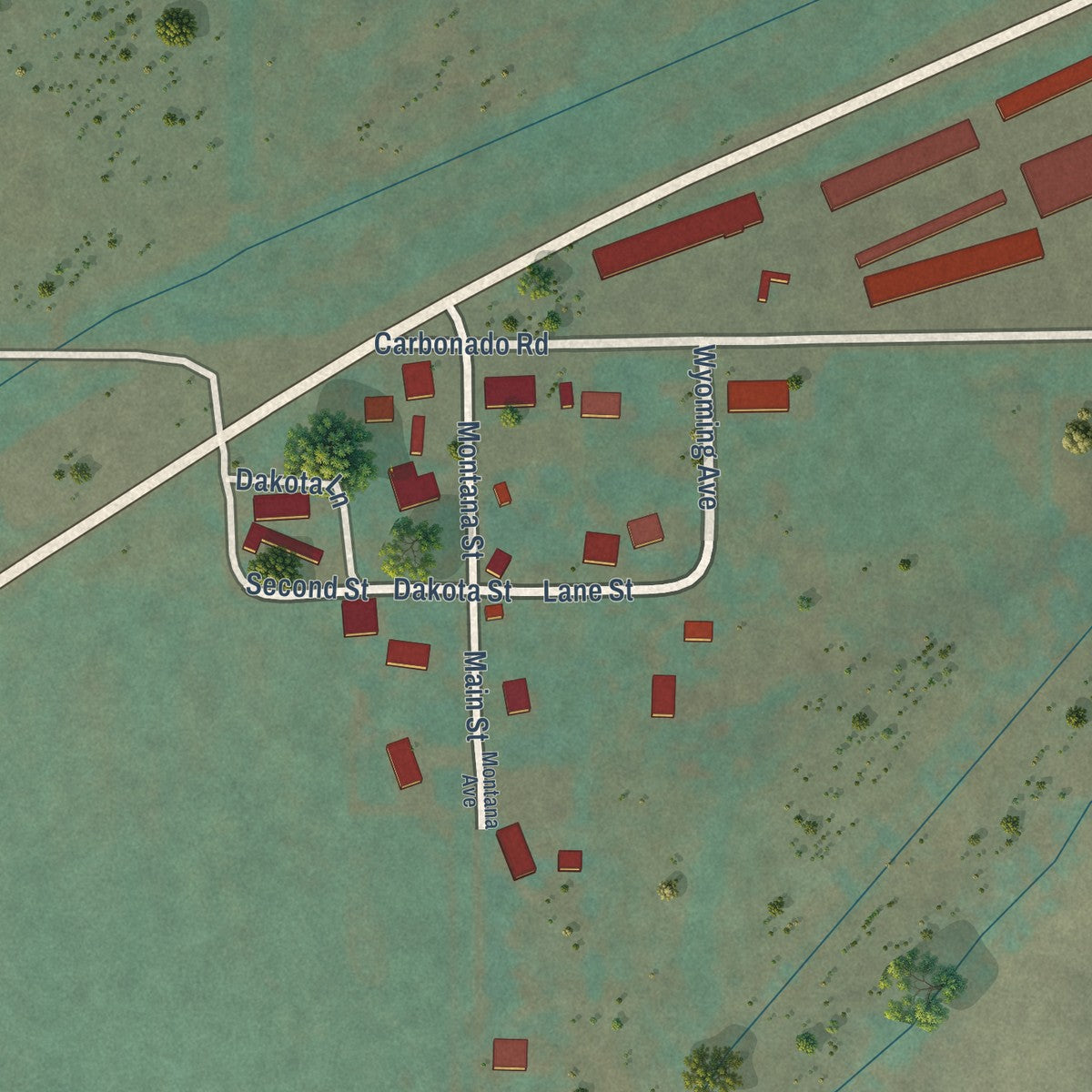 Close-up of the map of Boyd, Montana print showing street and building detail