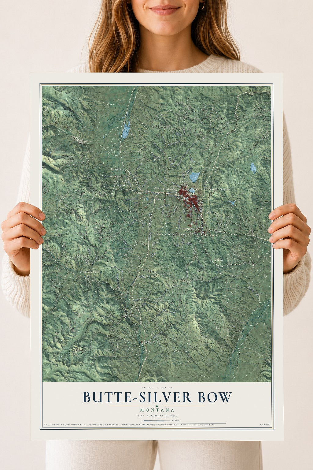 Map of Butte-Silver Bow, Montana, 18 x 24 inch unframed archival matte print