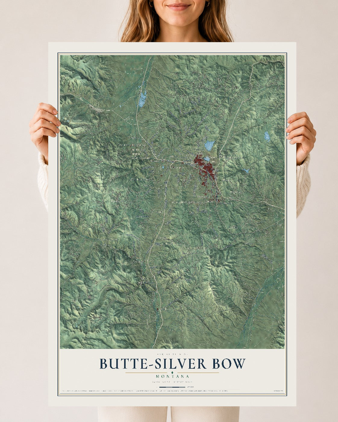 Map of Butte-Silver Bow, Montana, 24 x 36 inch unframed archival matte print