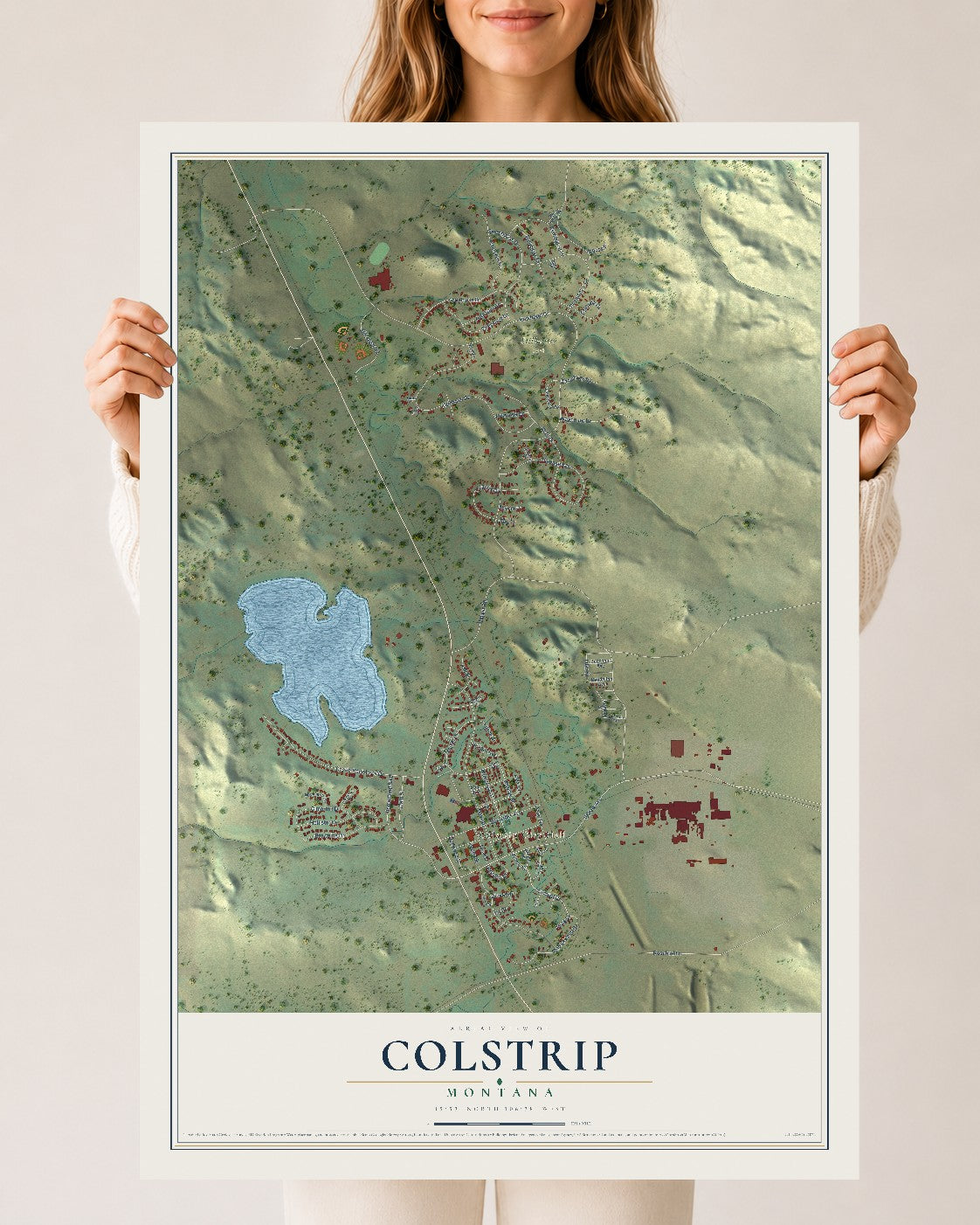 Map of Colstrip, Montana, 24 x 36 inch unframed archival matte print