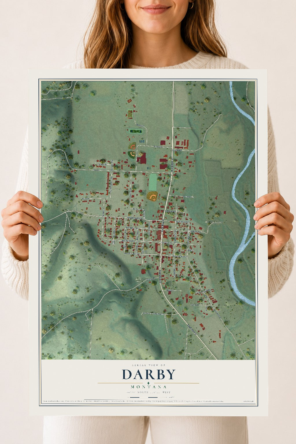 Map of Darby, Montana, 18 x 24 inch unframed archival matte print
