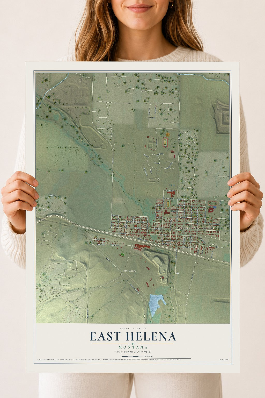 Map of East Helena, Montana, 18 x 24 inch unframed archival matte print
