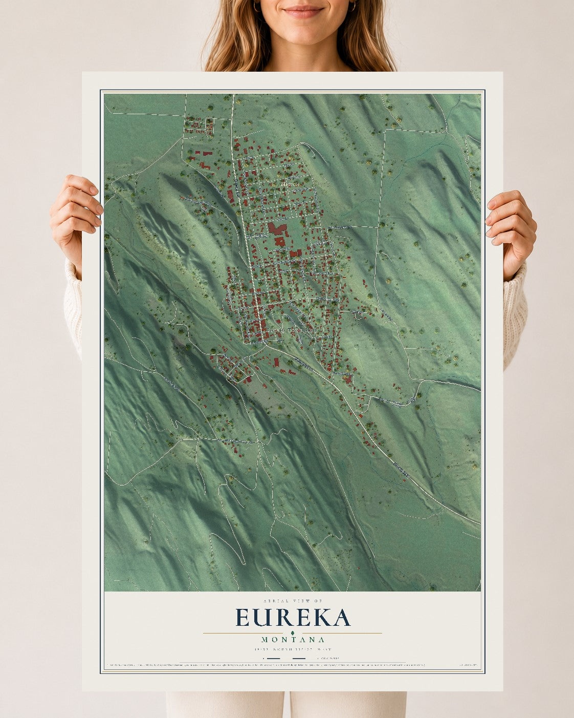 Map of Eureka, Montana, 24 x 36 inch unframed archival matte print