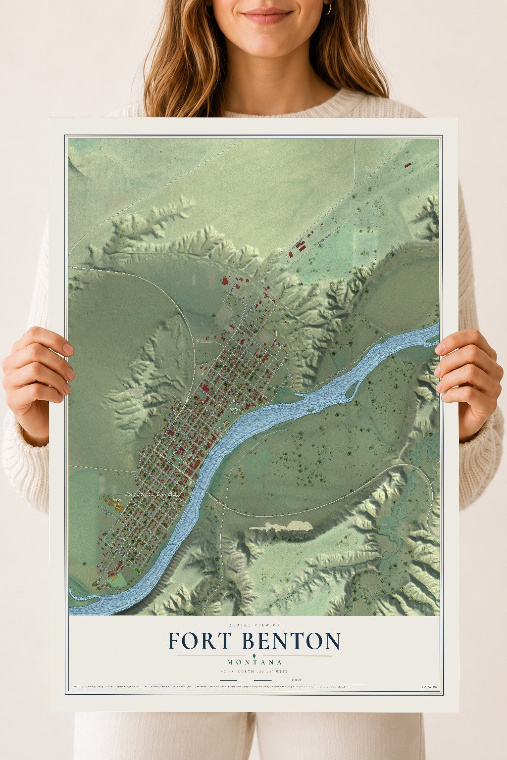 Map of Fort Benton, Montana, 18 x 24 inch unframed archival matte print