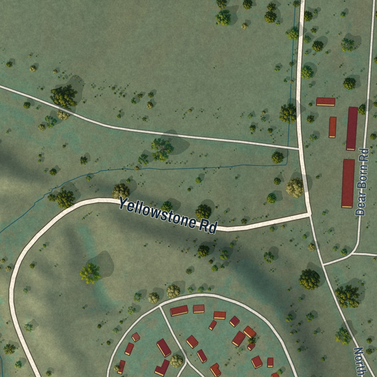 Second close-up of the map of Fort Peck, Montana print showing more streets and buildings