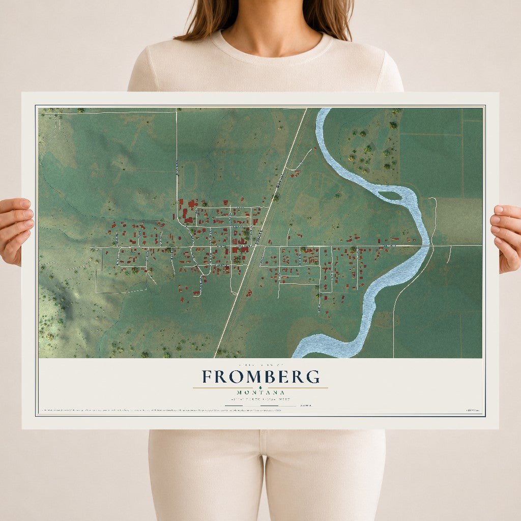 Map of Fromberg, Montana, 18 x 24 inch unframed archival matte print