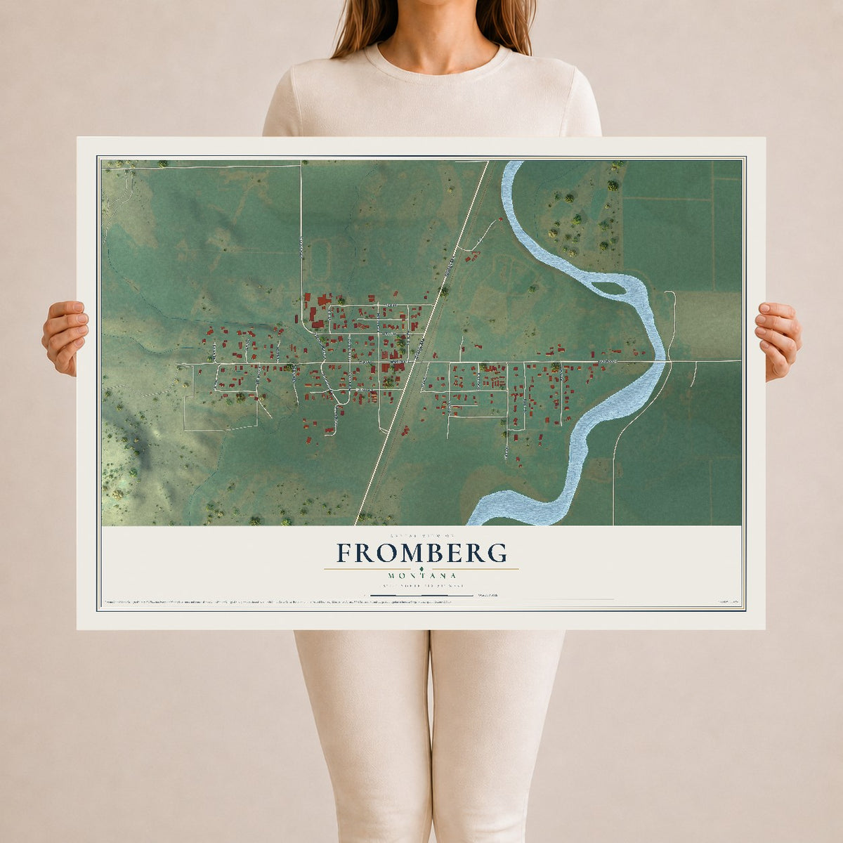Map of Fromberg, Montana, 24 x 36 inch unframed archival matte print
