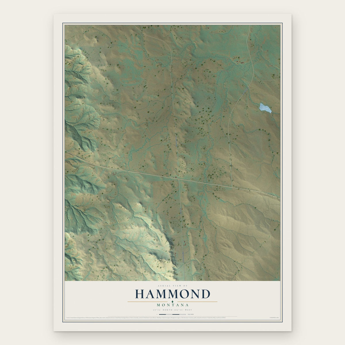 Hammond, Montana map print, the full design