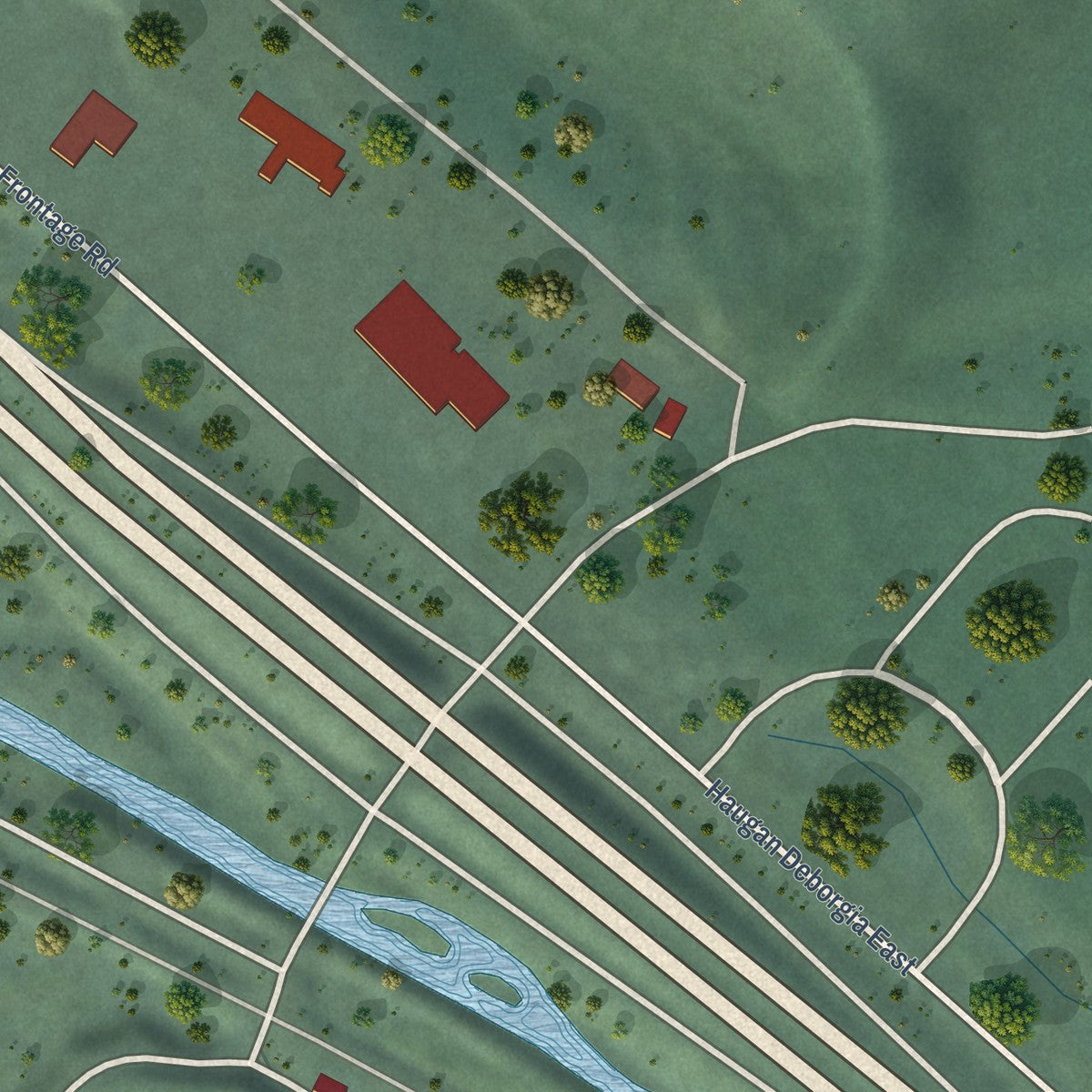 Close-up of the map of Haugan, Montana print showing street and building detail
