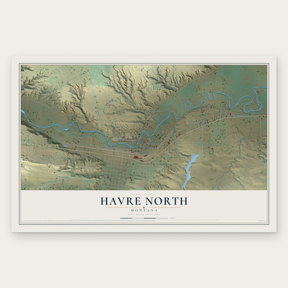 Havre North, Montana map print, the full design