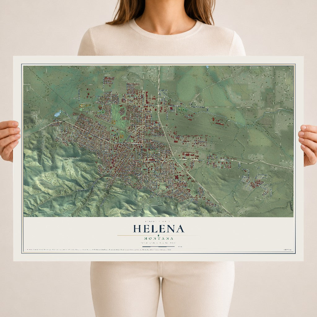 Map of Helena, Montana, 18 x 24 inch unframed archival matte print